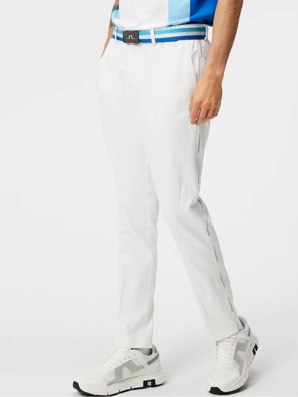 NWT J. Lindeberg Stuart Men's Stripe Golf Pant White GMPA05716 Size 36” x 32”